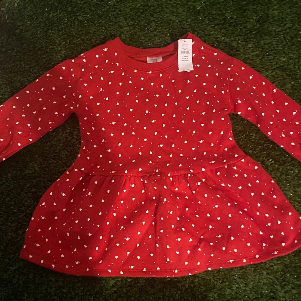 GAP Red Crewneck Top with White Heart Print